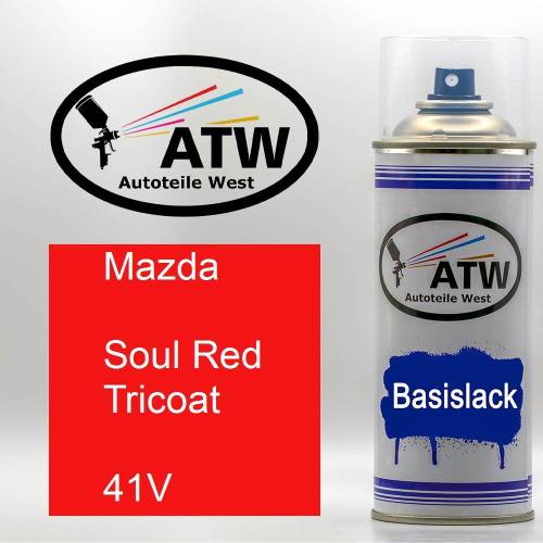 Mazda, Soul Red Tricoat, 41V: 400ml Sprühdose, von ATW Autoteile West.